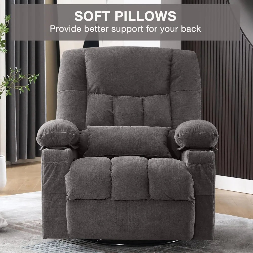 Massage Swivel Rocker Recliner Chair with Vibration Massage and Heat Ergonomic Lounge Chair for Living Room with Rocking Functio