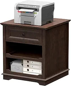 Lateral File Cabinet 3 Drawer File Cabinet with Charging Station, Wood Lateral Filing Cabinet, Printer Stand with Open Adjustabl