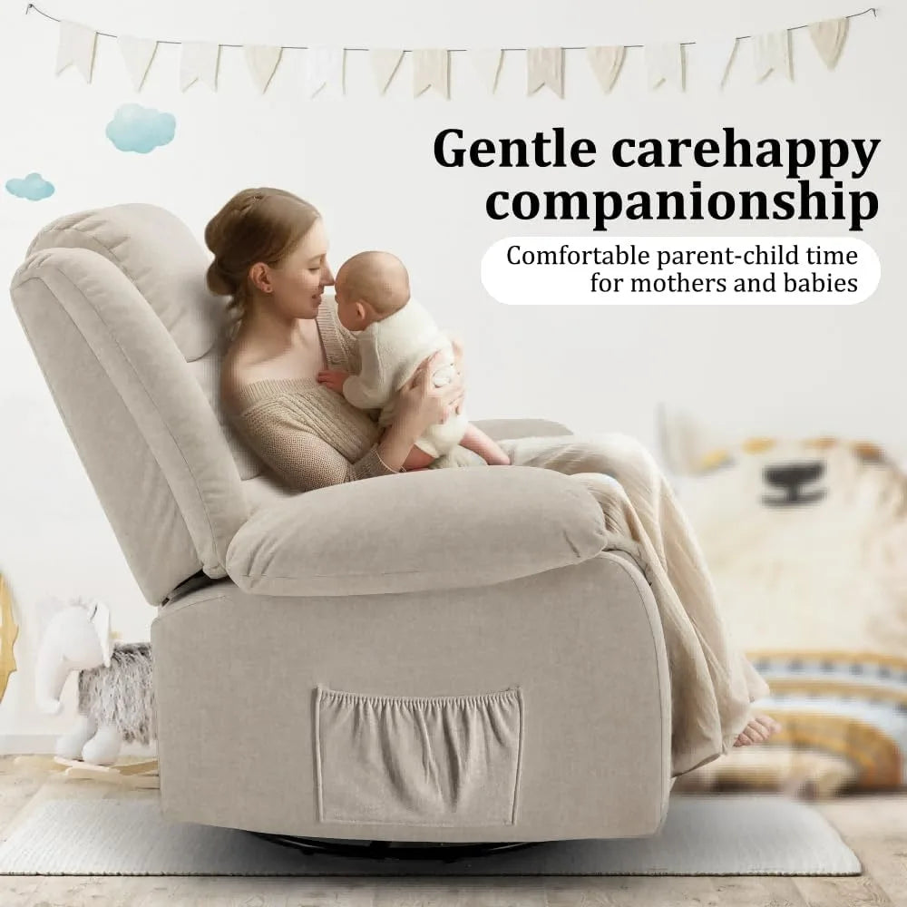 Recliner Chair, Wide Rocker Chair, Rocking Chair with Massage and Heat,360°Swivel Nursery Rocking Chairs, Oversized Recliner for