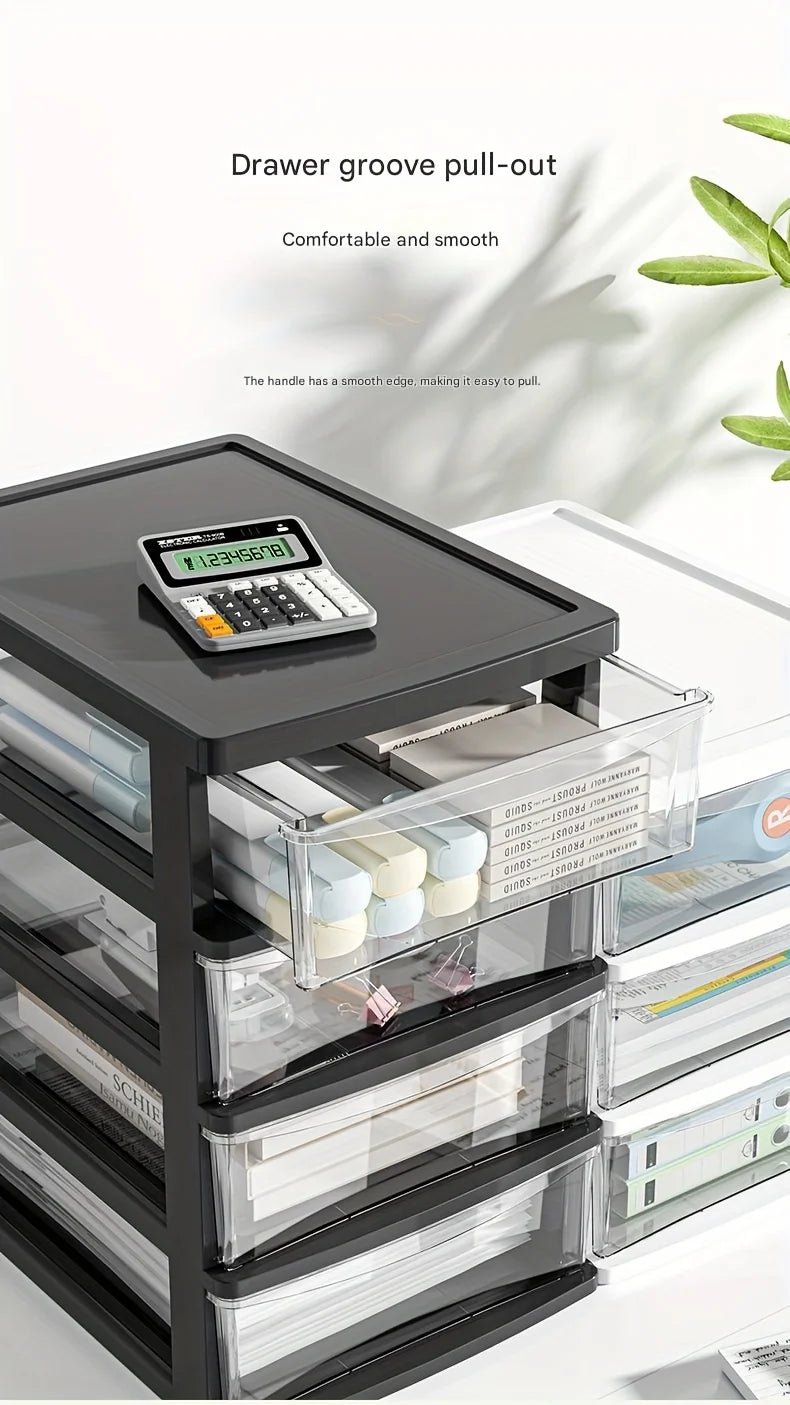 Office Desktop Storage Box, Transparent Drawer Style Cosmetics, Stationery, Student Desk, Raised Japanese Style Bar Storage Box