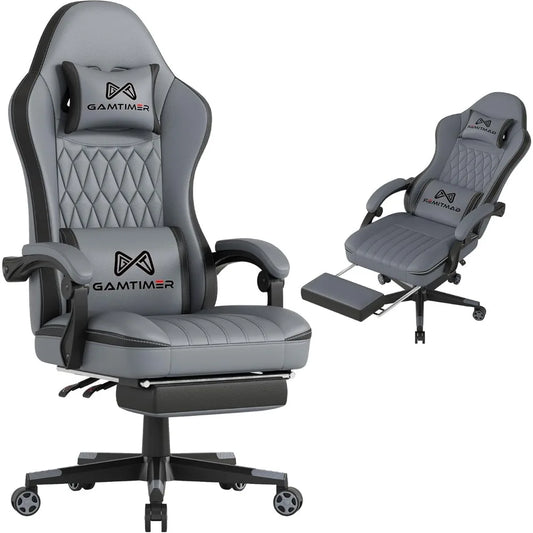 Gaming Chair with Footrest, Ergonomic Computer Chair, PU Breathable Material with Headrest and Lumbar Support, Suitable for Sill