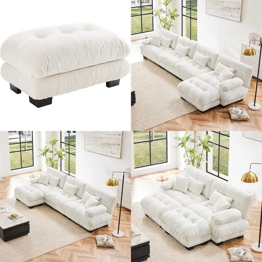 Convertible Sectional Sofa Ottoman, Chenille Couch for Living Room and Bedroom, Comfortable Modular Seating Option