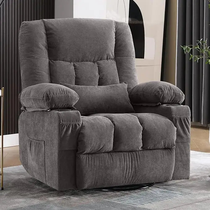 Massage Swivel Rocker Recliner Chair with Vibration Massage and Heat Ergonomic Lounge Chair for Living Room with Rocking Functio