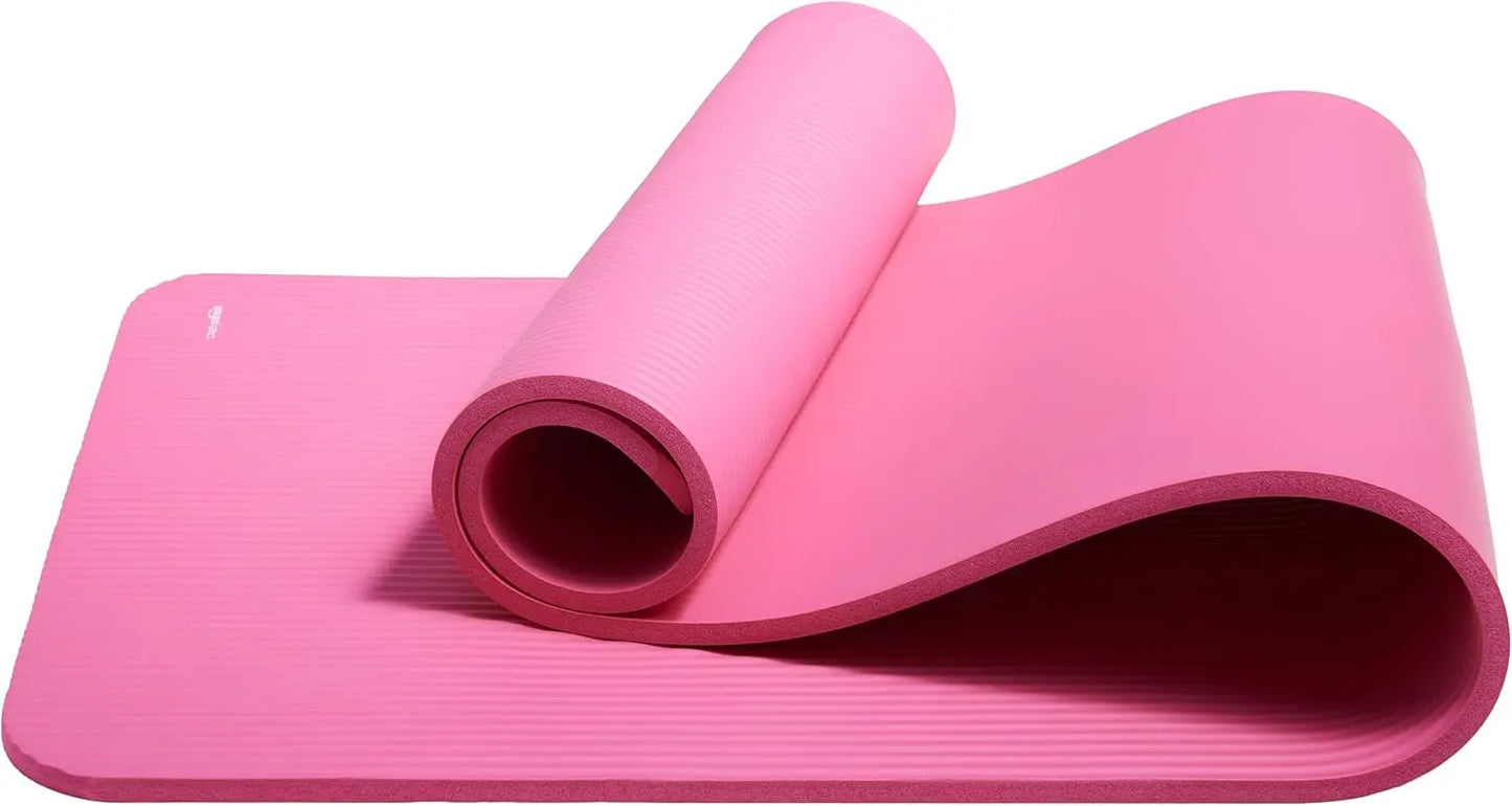 1/2 Inch Extra Thick Exercise Yoga Mat with Carrying Strap, Cushioned Support, for Fitness and Gym Workouts