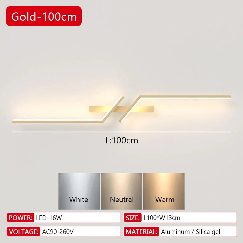 Modern LED Wall Lamp Minimalist Led 13W-18W Light Bedroom Bedside Long Strip Wall Sconces