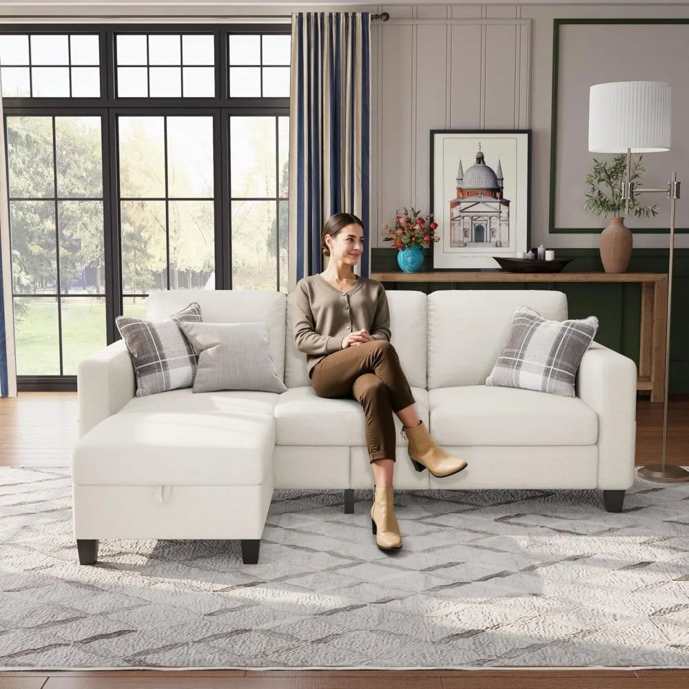 Sectional Sofa Couches for Living Room - 78''Convertible Modular Three-Seater L-Shaped Pet-Friendly Couch,Washable Sofa Cover-Be