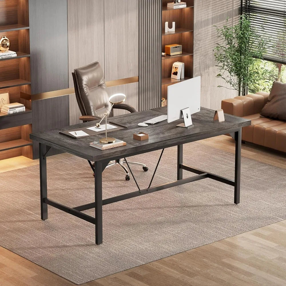 Large Computer Desk, 63x31.5 Inch Large Office Desks, Premium Sturdy 2 Person Desk, 1.4” Thick Study Writing Table, Modern