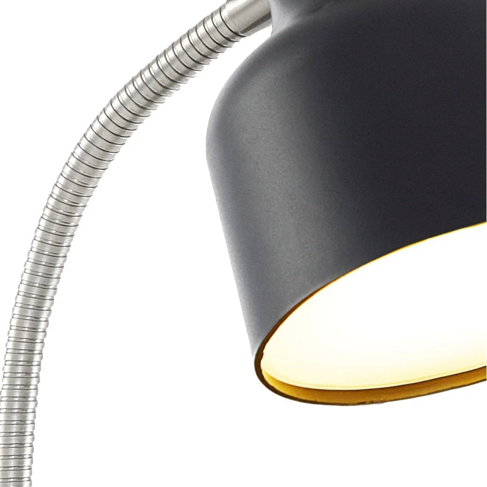 LED Desk Lamp with Integrated AC Outlet Catch-All Base Flexible Gooseneck Energy Efficient Long Lasting 12000 Hours Workspace