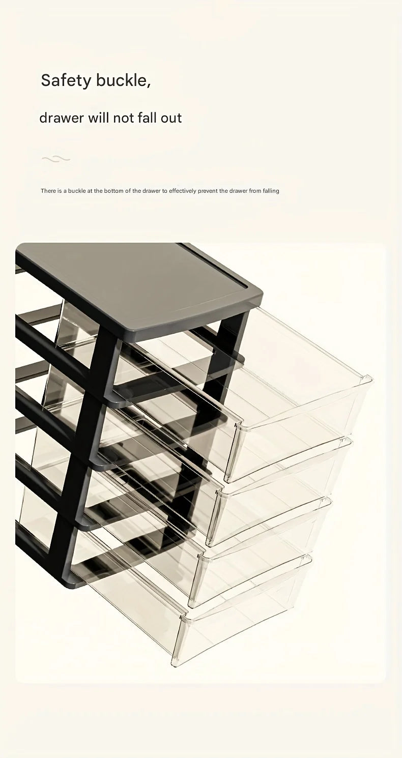 Office Desktop Storage Box, Transparent Drawer Style Cosmetics, Stationery, Student Desk, Raised Japanese Style Bar Storage Box