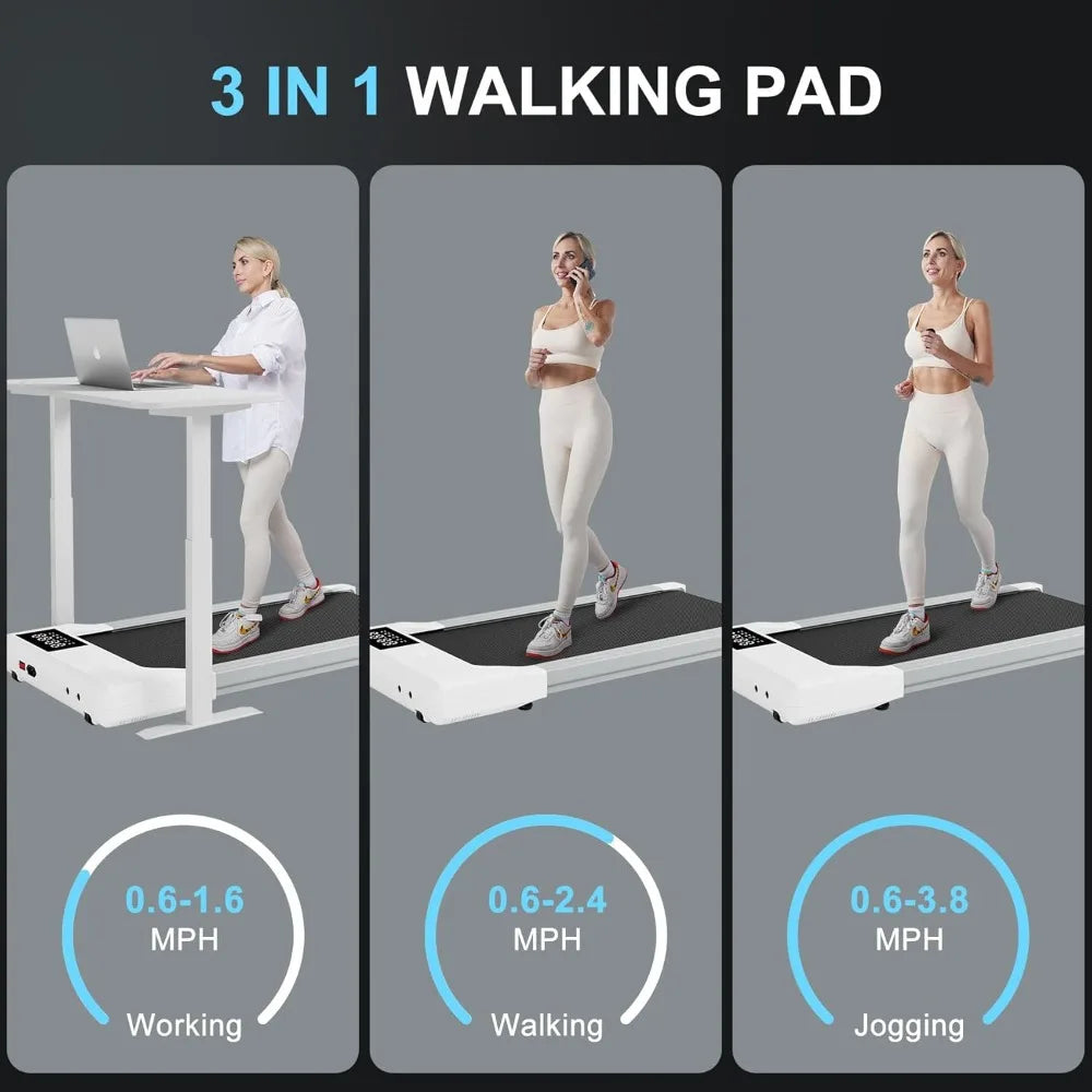 Walking Pad Treadmills for Home Office, Under Desk Walk Mat with APP and Remote Control, 3 in 1 Portable Exercise Equipment, Com