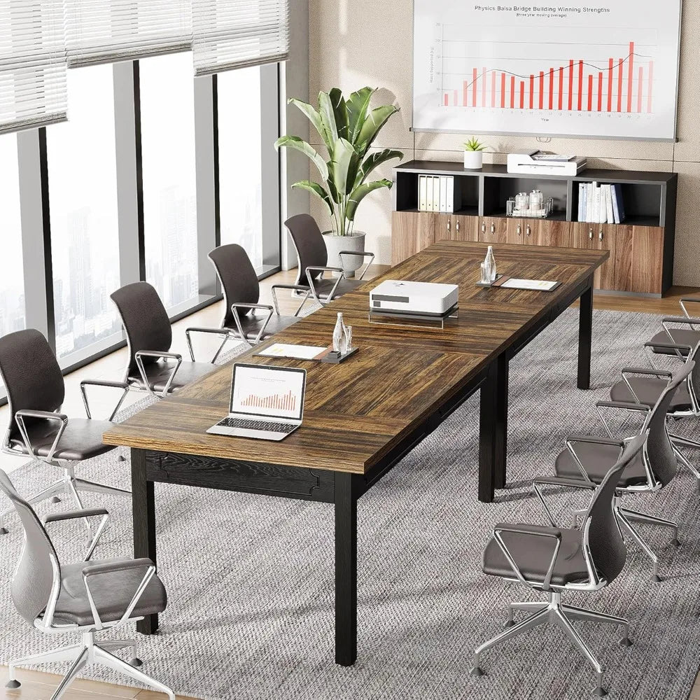 Rectangular Office Meeting Table for 4-6 People, Durable Legs, Ideal for Small Conference Rooms