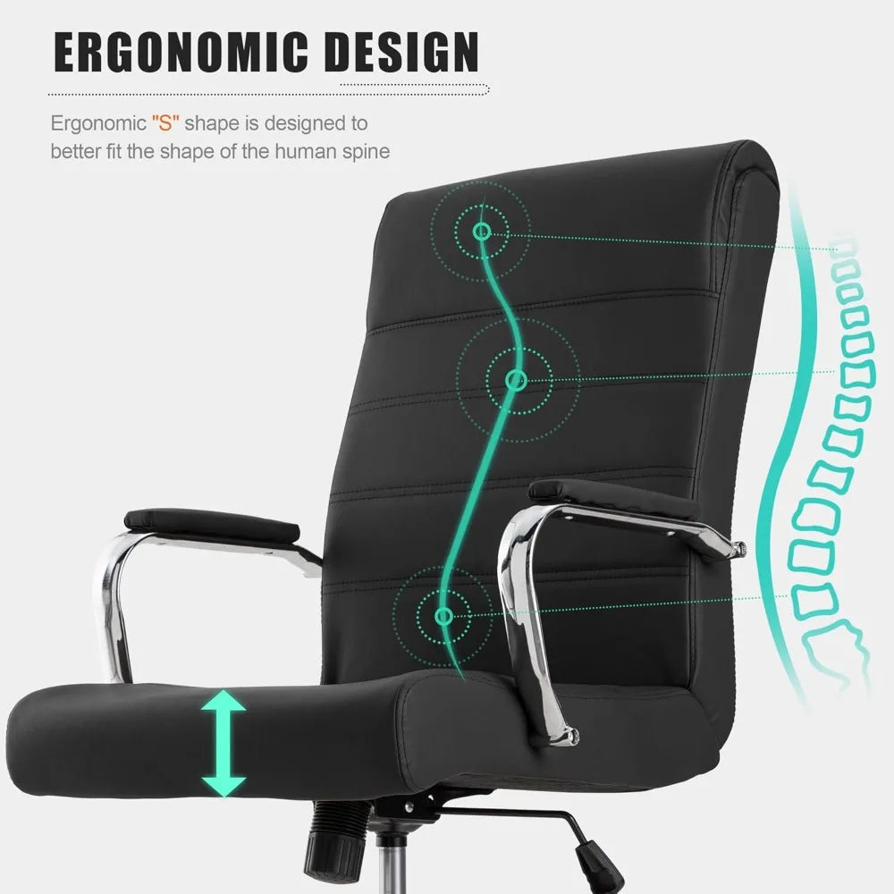 Office Desk Chair,Modern Leather Conference Room Chairs,High Back Ergonomic Home ofiice Chair,Adjustable Height Swivel Executive