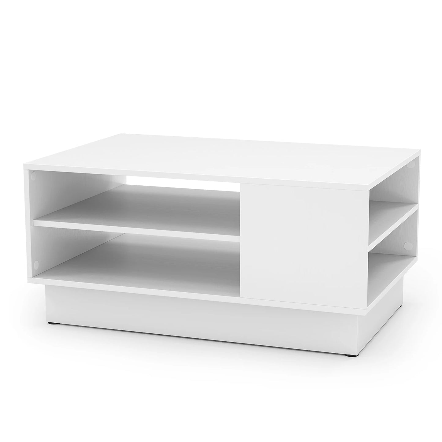 34" Long Rectangle Center Table Coffee Table w/ 2-Tier Open Storage Shelves