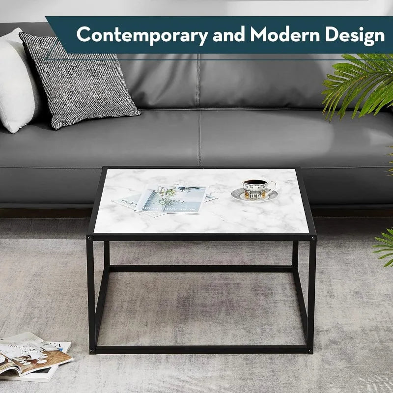 Black Coffee Table Small Square Coffee Tables Simple Modern Center Table for Home Office (27.6 * 27.6 * 15.7Inch)