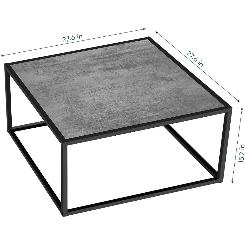Black Coffee Table Small Square Coffee Tables Simple Modern Center Table for Home Office (27.6 * 27.6 * 15.7Inch)