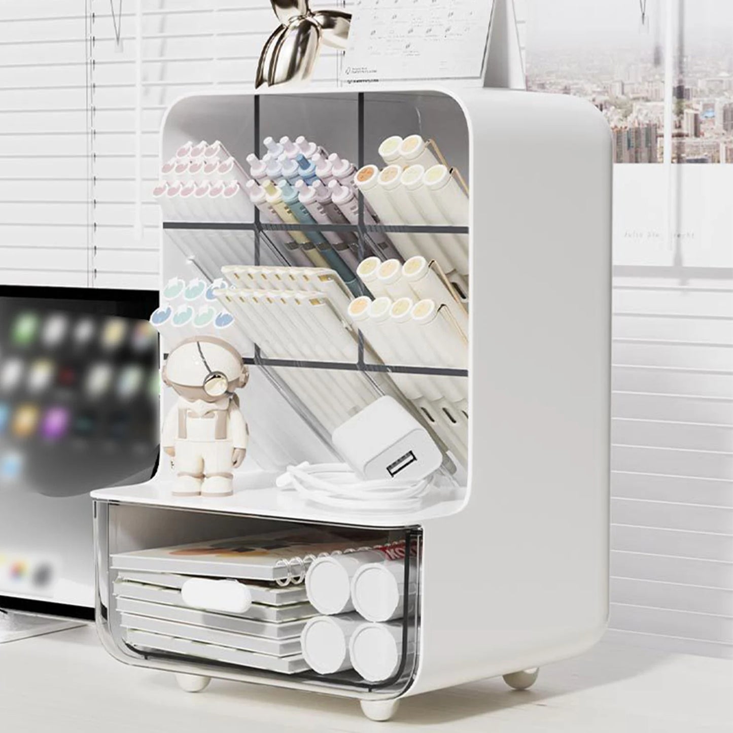 Students' Large-capacity Oblique Pen Holder Desk Stationery Storage Box School Office Desk Sundry Storage Rack Desk Storage Box