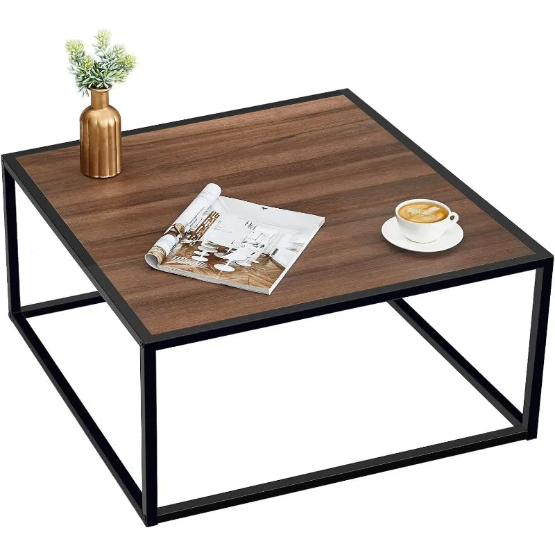 Black Coffee Table Small Square Coffee Tables Simple Modern Center Table for Home Office (27.6 * 27.6 * 15.7Inch)