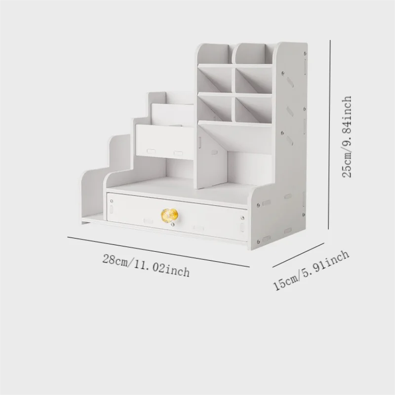 Desk Organizer, DIY Desk Organizer with Drawer - Multi-Functional Pen Holder, Easy Assembly Office Art Supplies Storage