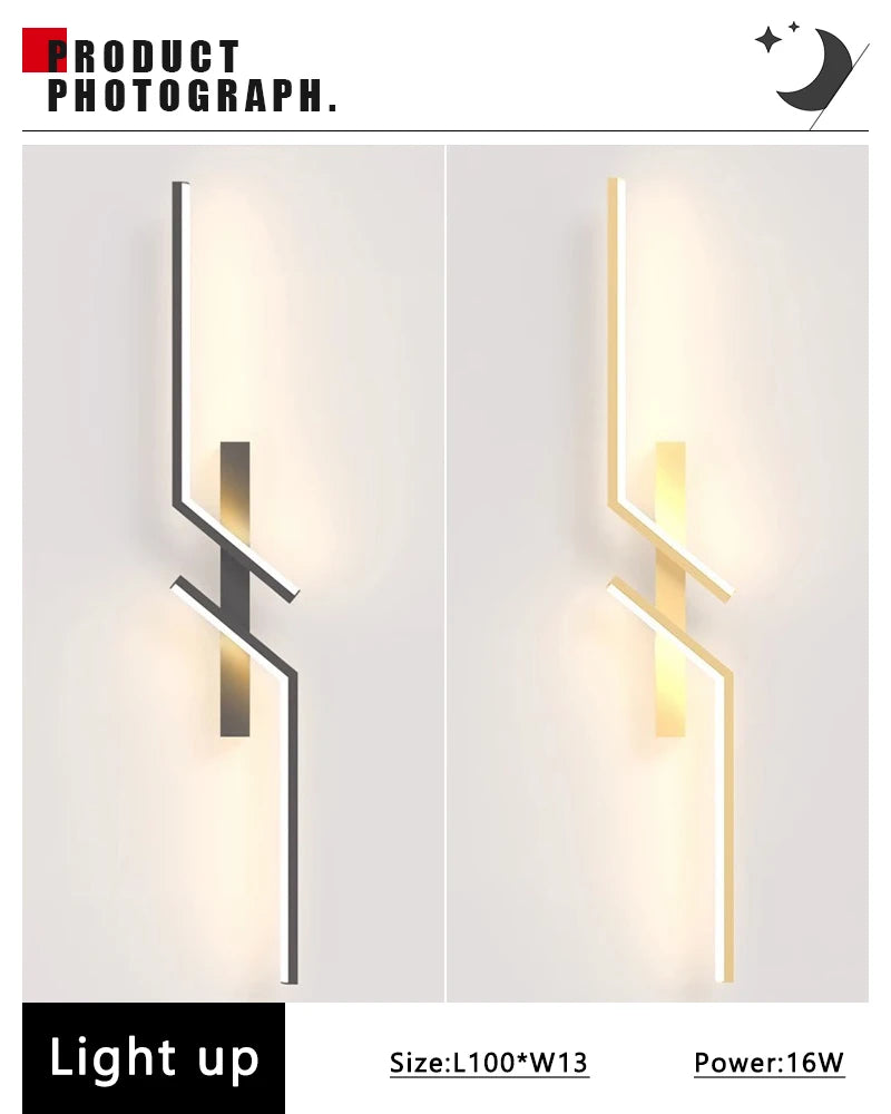 Modern LED Wall Lamp Minimalist Led 13W-18W Light Bedroom Bedside Long Strip Wall Sconces