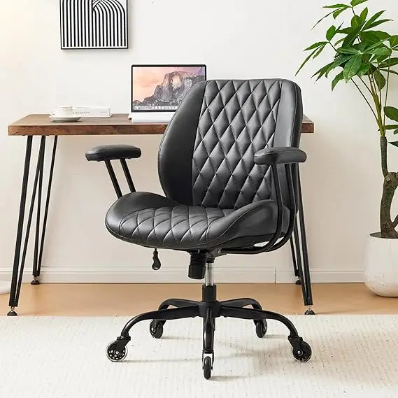Home Office Desk Chair Office Rubber Casters Ergonomic Computer Chair with Lumbar Support Adjustable Height Rolling Swivel Execu