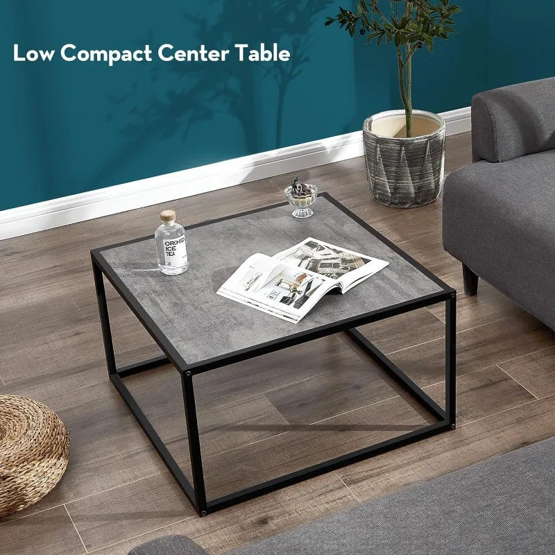 Black Coffee Table Small Square Coffee Tables Simple Modern Center Table for Home Office (27.6 * 27.6 * 15.7Inch)