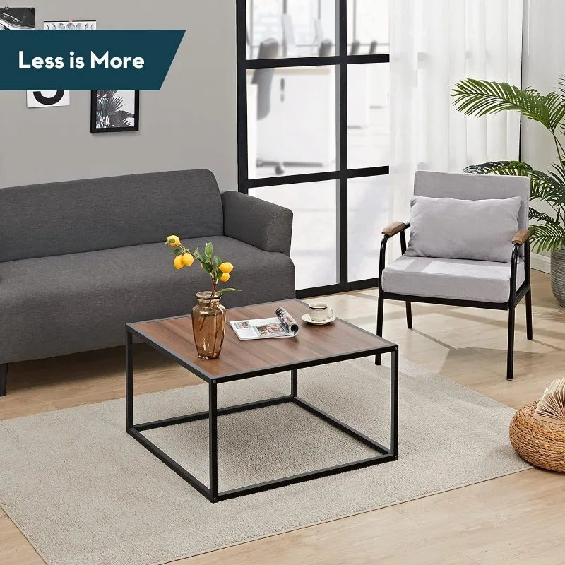 Black Coffee Table Small Square Coffee Tables Simple Modern Center Table for Home Office (27.6 * 27.6 * 15.7Inch)