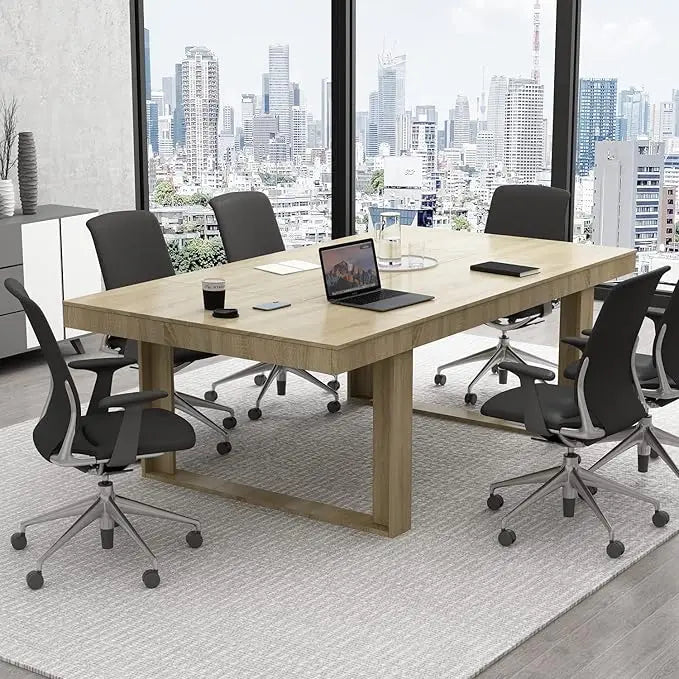 7FT Conference Table for 6-8 People, Large Rectangular Meeting Table, Modern Seminar Table for Office Meeting Conference Room,