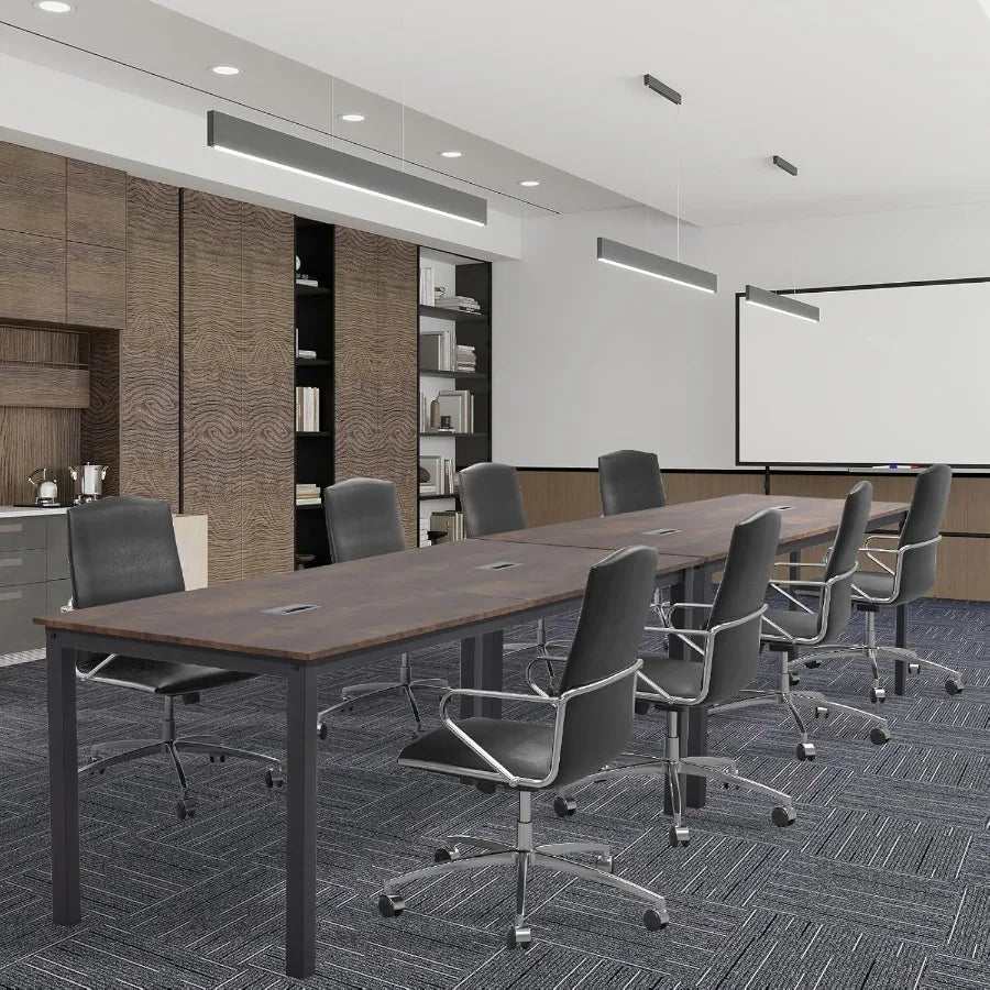 6.5FT Conference Table 78.7 inch Rectangle Meeting Semir Table for 68 People Modern Industrial Computer Desk with Spacious Des