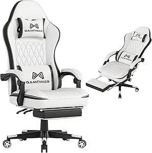 Gaming Chair with Footrest, Ergonomic Computer Chair, PU Breathable Material with Headrest and Lumbar Support, Suitable for Sill