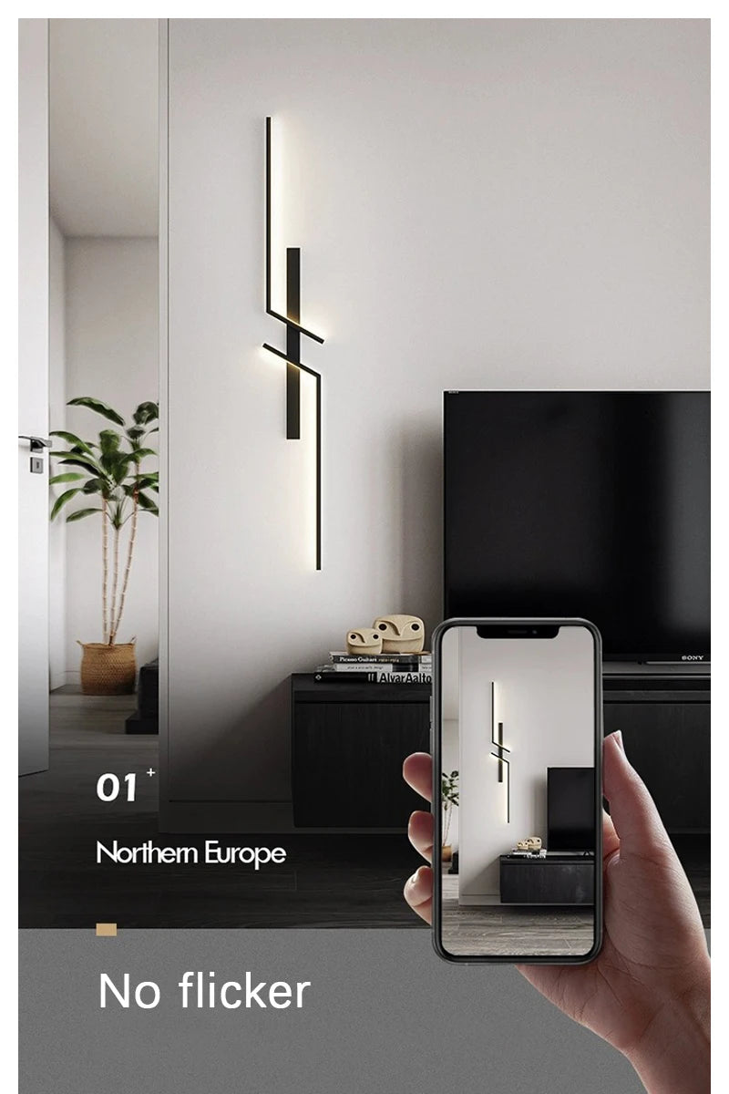 Modern LED Wall Lamp Minimalist Led 13W-18W Light Bedroom Bedside Long Strip Wall Sconces