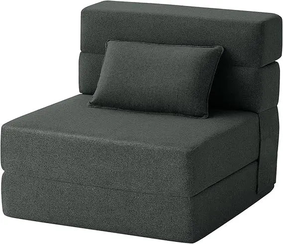 Convertible Folding Sofa Bed - Sleeper Chair with Pillow, Modern Linen Fabric, Futon Couch, Foldable Mattress