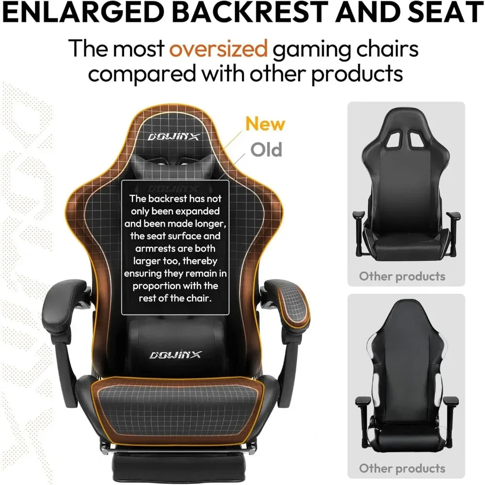Gaming Chair Ergonomic Racing Style Recliner with Massage Lumbar Support, Office Armchair for Computer PU Leather E-Sports