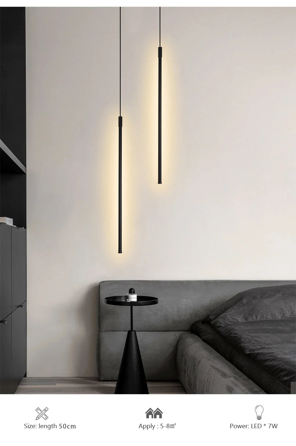 Modern LED Long Pendant Lights for Bedroom/Office  Hanging Lamp Background Chandeliers Design Line Lighting Fixtures