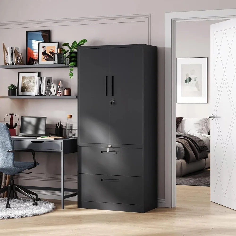 Lateral Vertical Filing Cabinets for Home Office,  with Storage Shelves, Legal/Letter