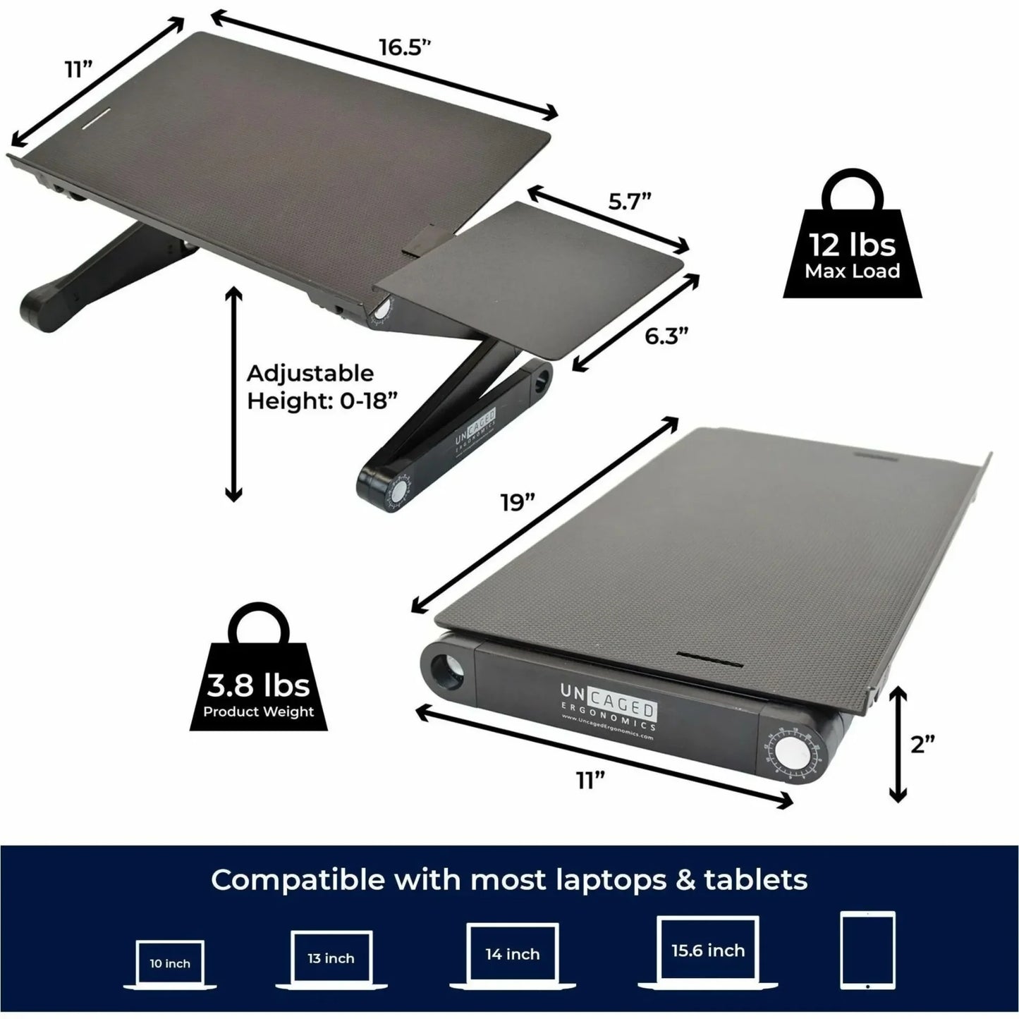 BEST Adjustable Laptop Stand and Lap Desk for Laptop Adjustable Laptop Desk Lap Aluminum Laptop Stand for Bed Laptop Cooling