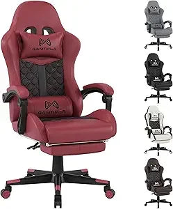 Gaming Chair with Footrest, Ergonomic Computer Chair, PU Breathable Material with Headrest and Lumbar Support, Suitable for Sill