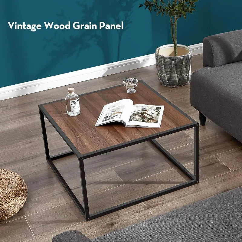Black Coffee Table Small Square Coffee Tables Simple Modern Center Table for Home Office (27.6 * 27.6 * 15.7Inch)