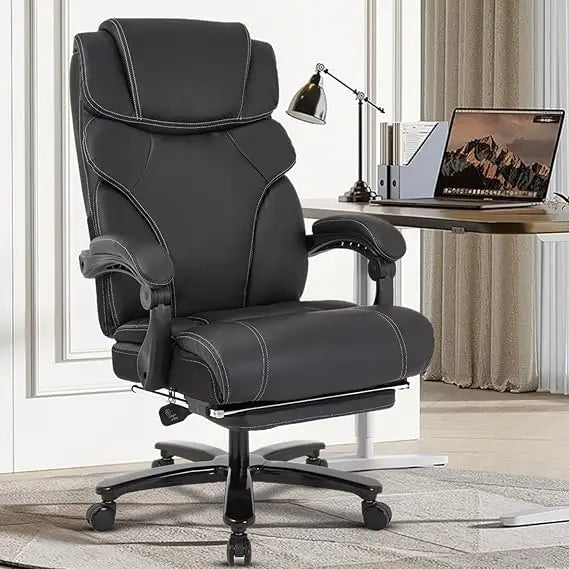 Big and Tall Office Chair 400LBS with Footrest, Heavy Duty Reclining Executive Desk Chairs, High Back Wide Seat Ergonomic Home C