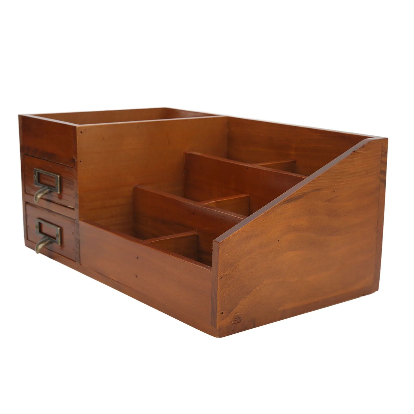 Wood Desk Organizer Antique Retro Multi Layer Wooden Storage Cabinet Desktop Cosmetic Makeup Drawer Jewelry Storage Box