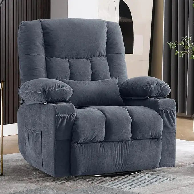 Massage Swivel Rocker Recliner Chair with Vibration Massage and Heat Ergonomic Lounge Chair for Living Room with Rocking Functio