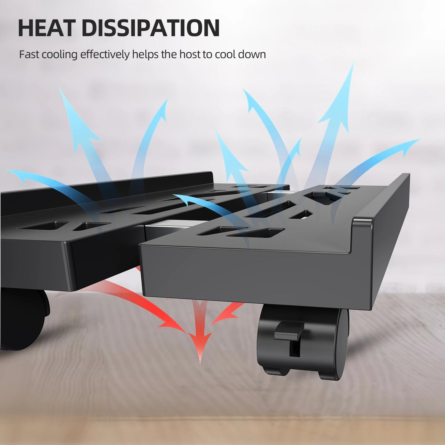 Adjustable Mobile PC Tower Stand with Wheels under Desk CPU Holder Adjustable Stable Mobile Computer Host Stand for Home Office