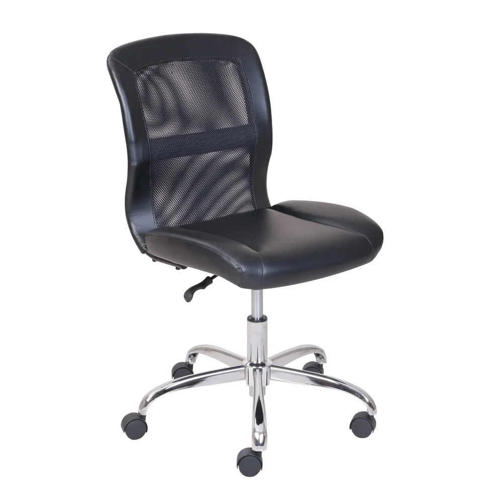 Mid-Back Vinyl Mesh Office Chair with Padded Seat and Back Durable Metal Base Easy Rolling Casters Computer Desk Gaming Table
