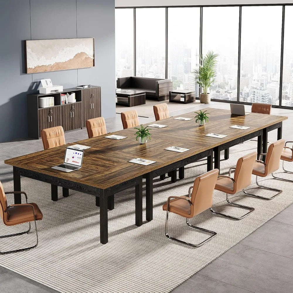 Rectangular Office Meeting Table for 4-6 People, Durable Legs, Ideal for Small Conference Rooms