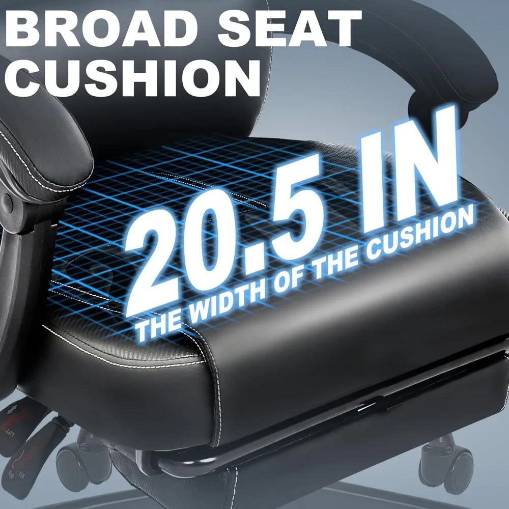 Big and Tall Office Chair with Footrest, High Back Desk Chair with Linkage Armrest, 90-155° Recline Executive Computer Chairs