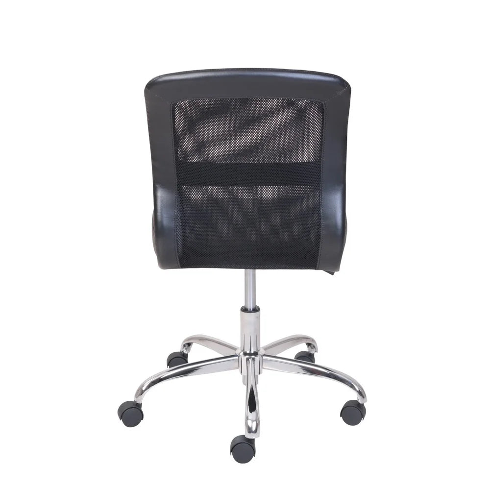 Mid-Back Vinyl Mesh Office Chair with Padded Seat and Back Durable Metal Base Easy Rolling Casters Computer Desk Gaming Table