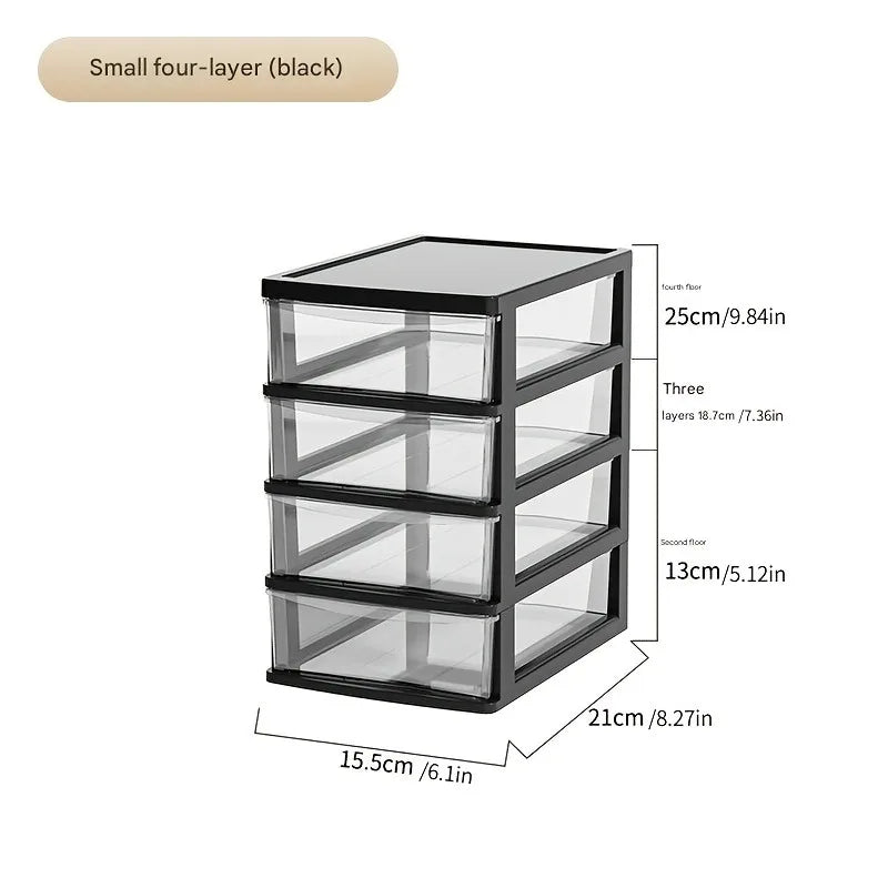 Office Desktop Storage Box, Transparent Drawer Style Cosmetics, Stationery, Student Desk, Raised Japanese Style Bar Storage Box
