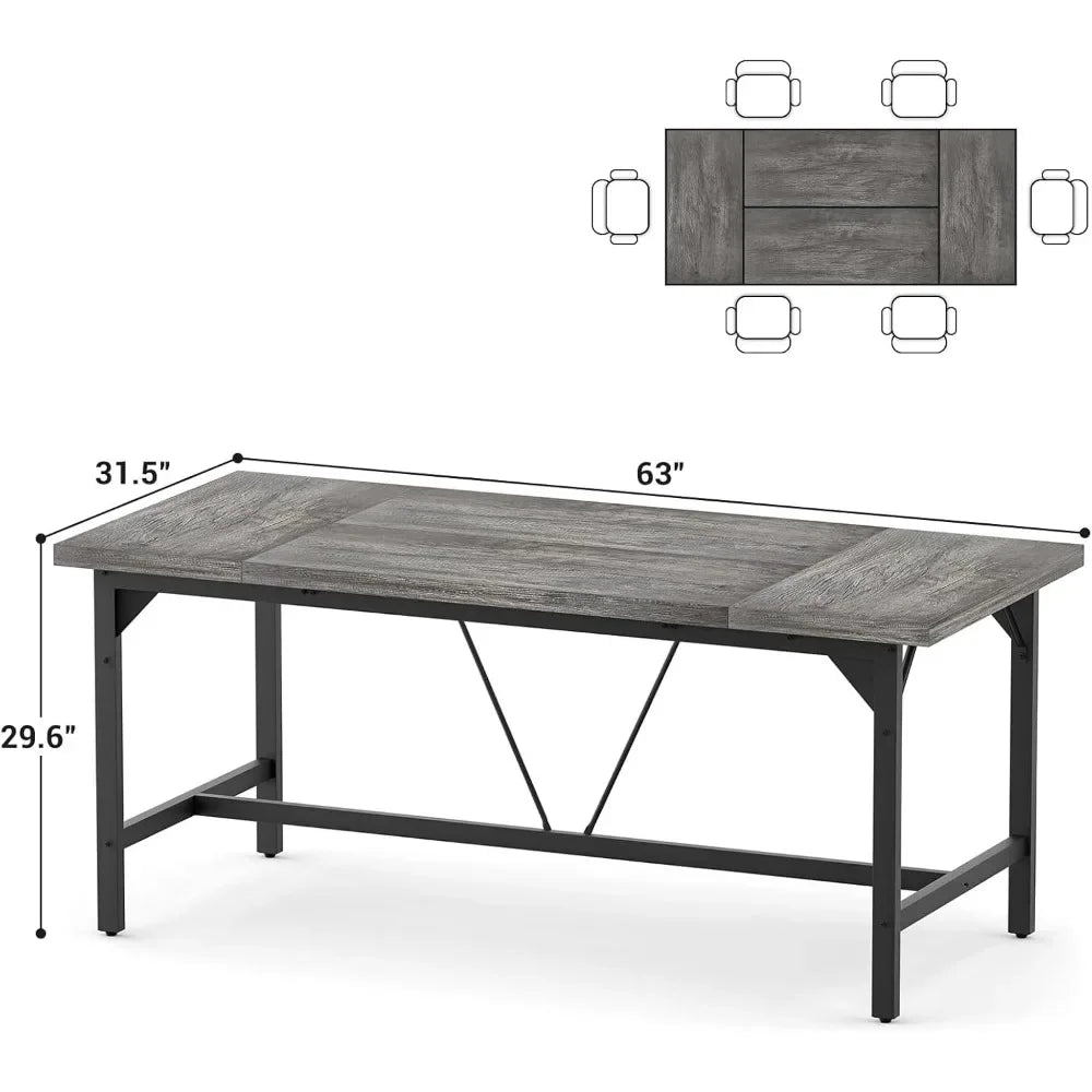 Large Computer Desk, 63x31.5 Inch Large Office Desks, Premium Sturdy 2 Person Desk, 1.4” Thick Study Writing Table, Modern
