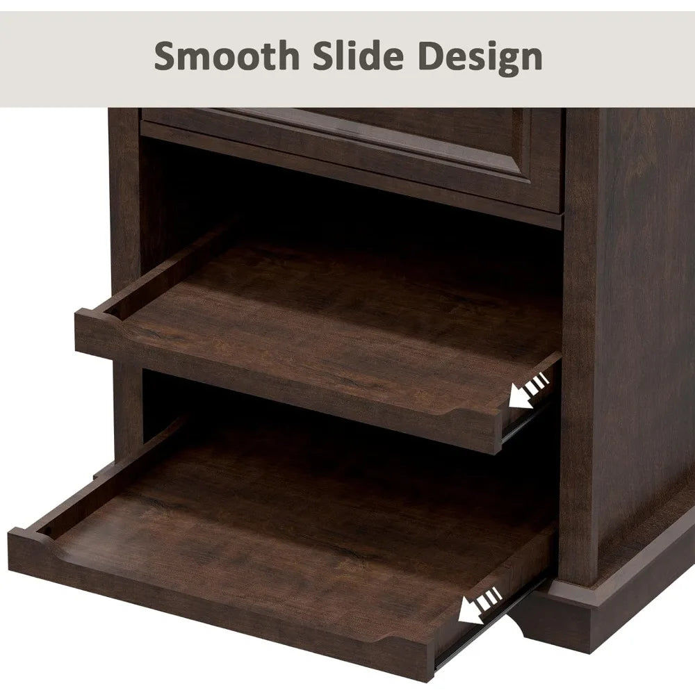 Lateral File Cabinet 3 Drawer File Cabinet with Charging Station, Wood Lateral Filing Cabinet, Printer Stand with Open Adjustabl