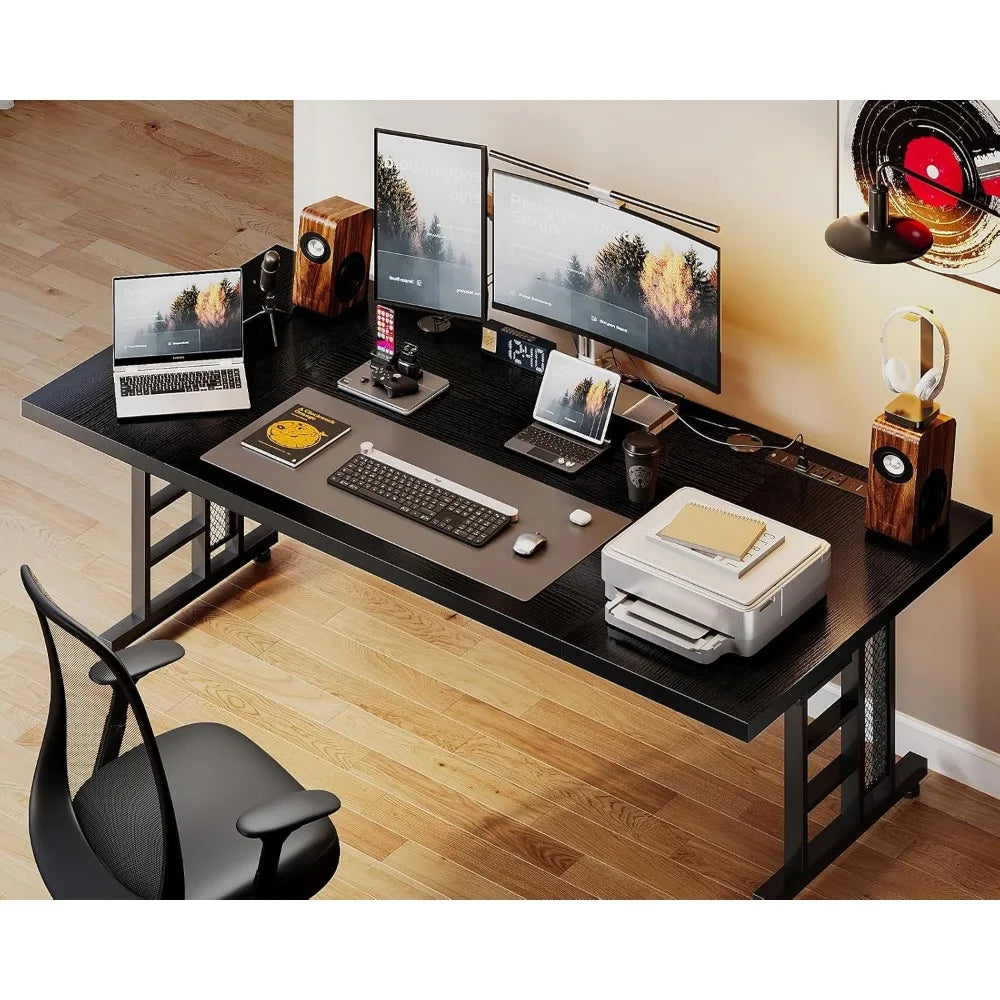 71 Inch Executive Desk with USB Ports, Computer Office Desk, Large Mordern Writing Table, Workstation Business Furniture for Ho