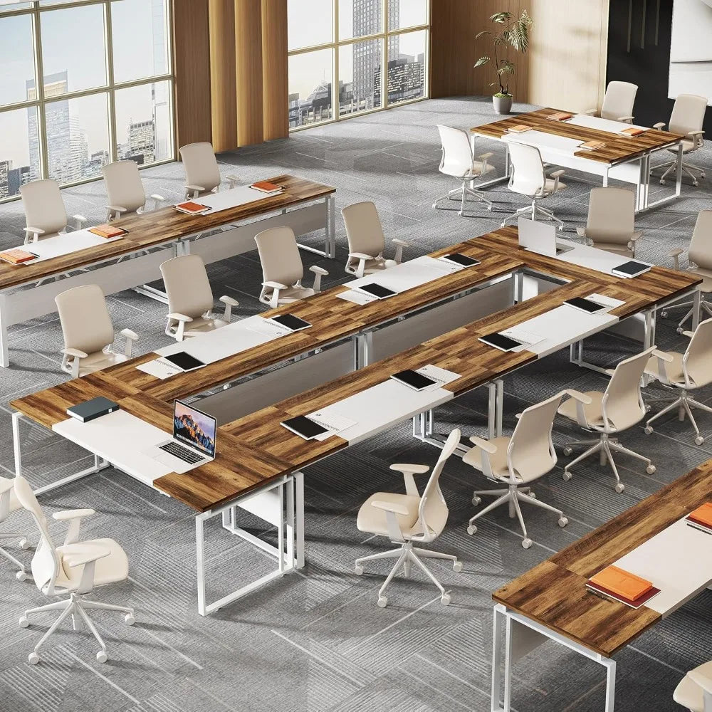 63" Modern Conference Table with Splicing Board, 5FT Meeting Tables for Home Office, Business Training Seminar Table with Styli